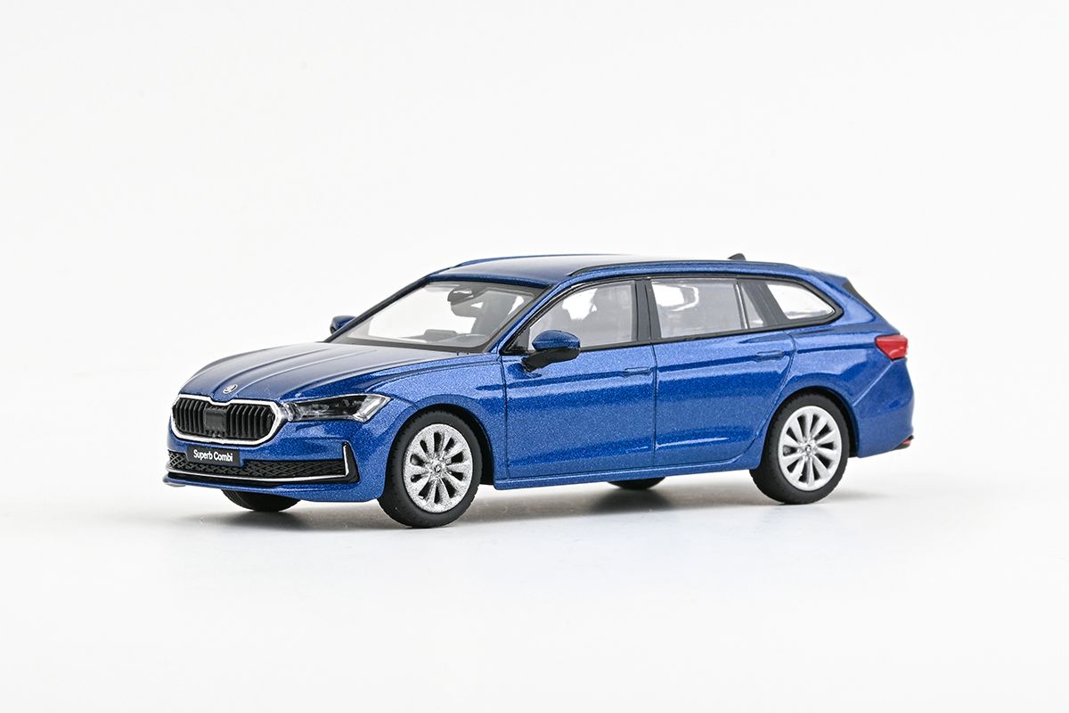 Skoda Superb VI Break 2023 - Abrex 1/43 - Modèle Réduit Bleu - Neuf Sous Boîte