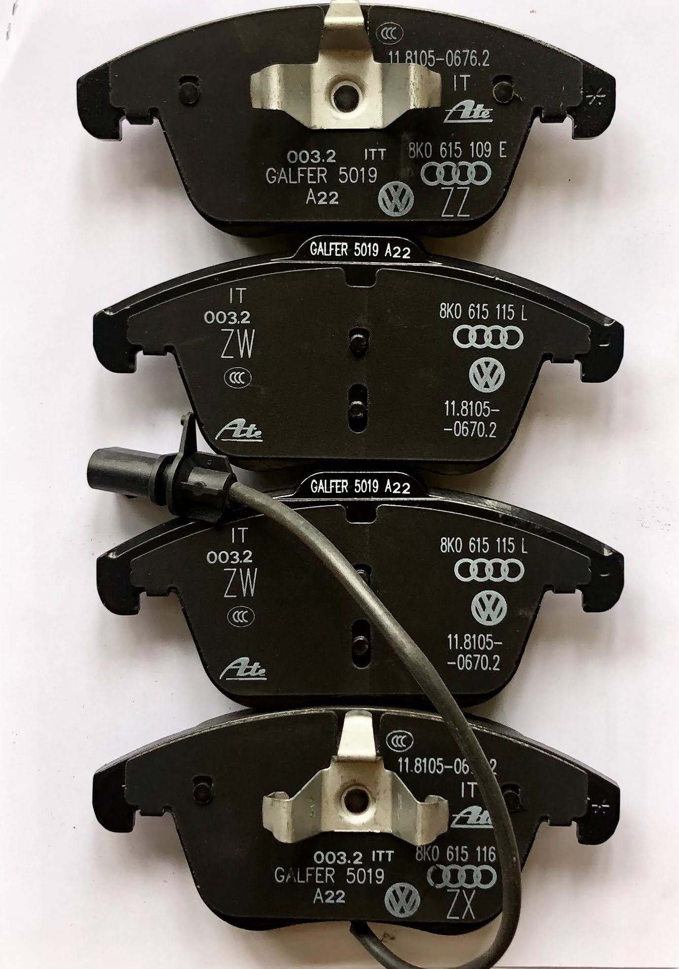 GENUINE Audi Front Brake Pads 8K0698151P