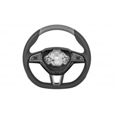OEM Skoda Three-spoke sports steering wheel Grey Perforated multifunctional