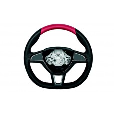OEM Skoda Three-spoke sports steering wheel Red Perforated leather