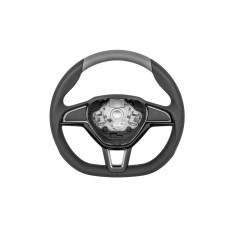 OEM Skoda Three-spoke sports steering wheel Grey Perforated leather