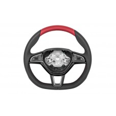 OEM Skoda Three-spoke sports steering wheel Red Perforated multifunctional
